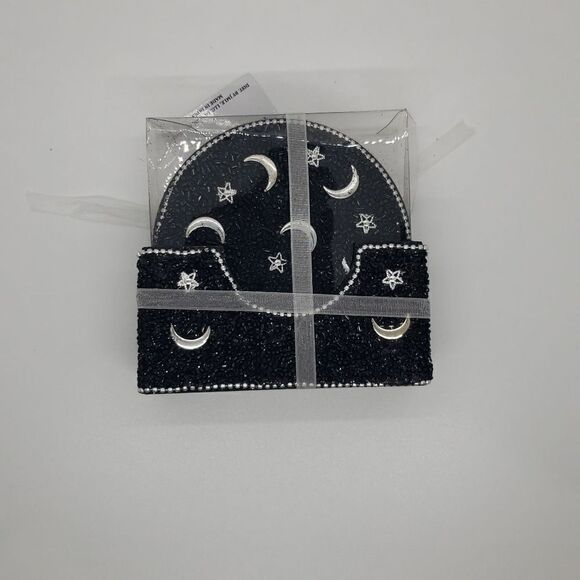 Moon and stars beaded coaster set with holder - Picture 5 of 9